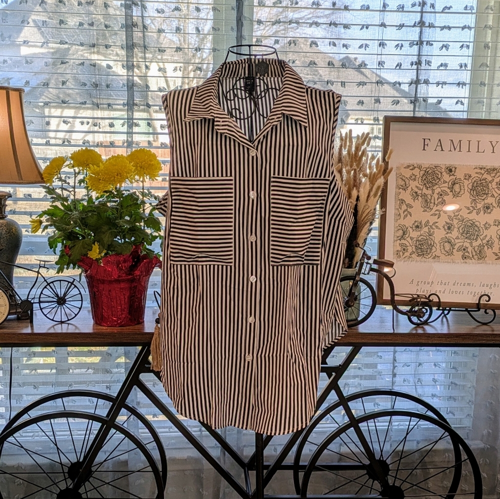 Black and White Striped Vest